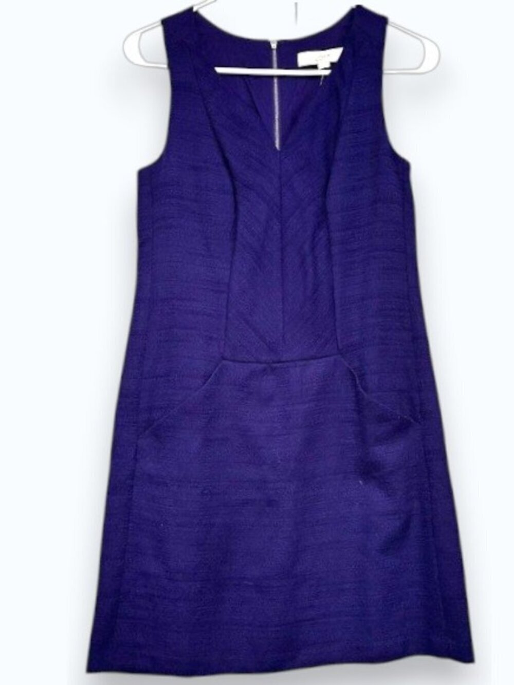 Loft Royal Purple Textured Sleeveless Sheath Dress Women 0 Career Wear NWT